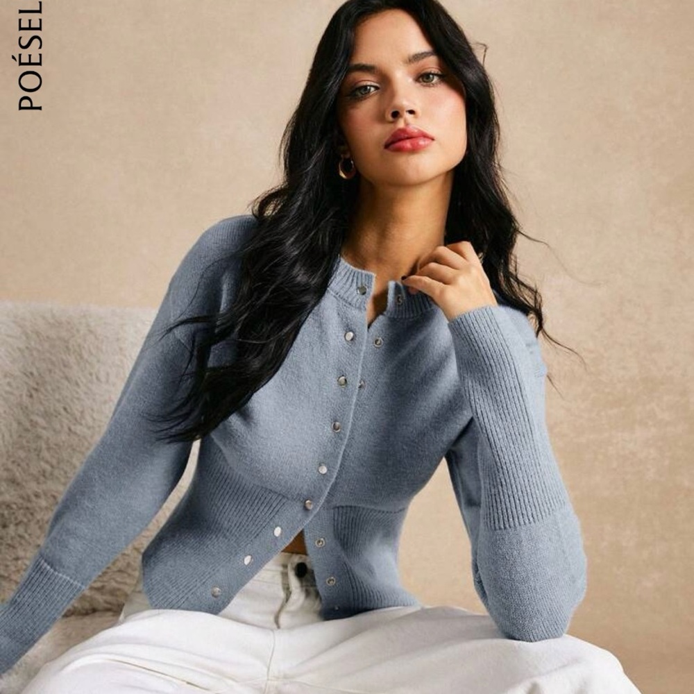 Women's Blue Cardigan Sweater